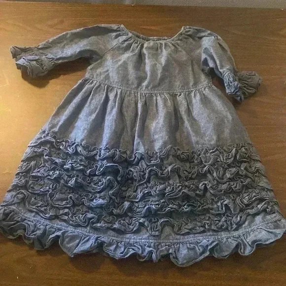 Girls denim ruffle dress - Picture 3 of 3